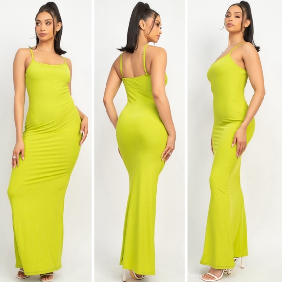 🆕Double layered maxi dress in lime - Picture 6 of 9